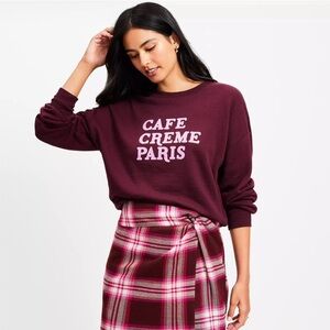 LOFT Cafe Creme Paris Sweatshirt Sz XS NWT